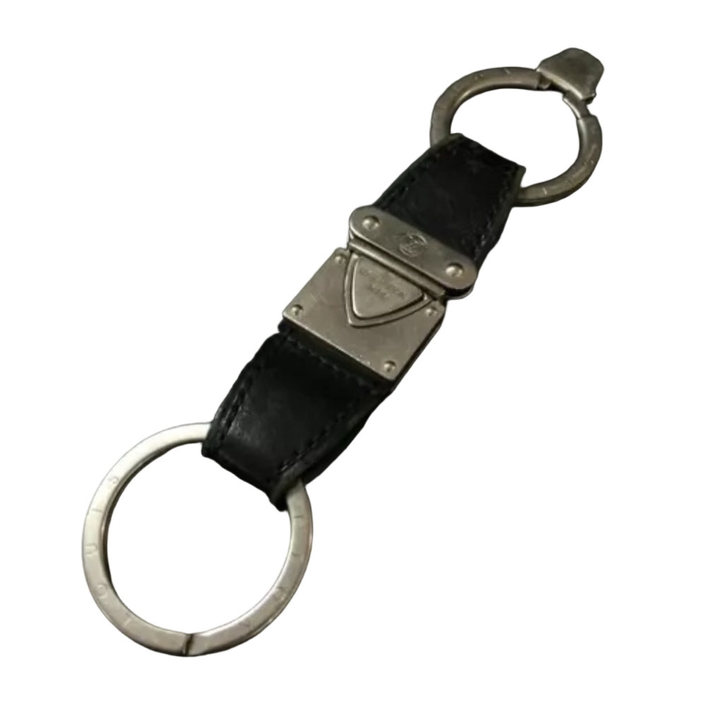 Louis Vuitton Silver and Black Leather Keychain